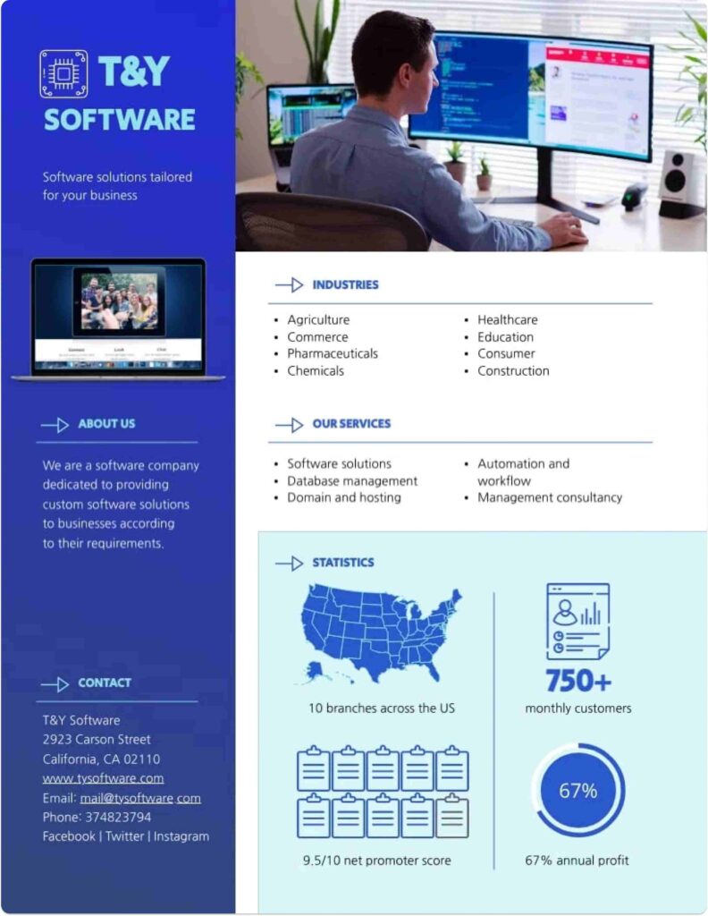 saas one pager examples 1 - Software company one pager