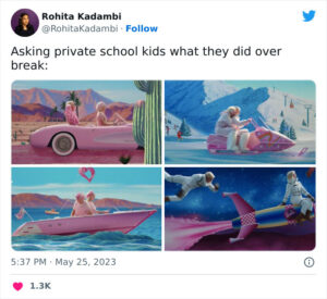 A meme on twitter (X) using an image from the Barbie movie.
