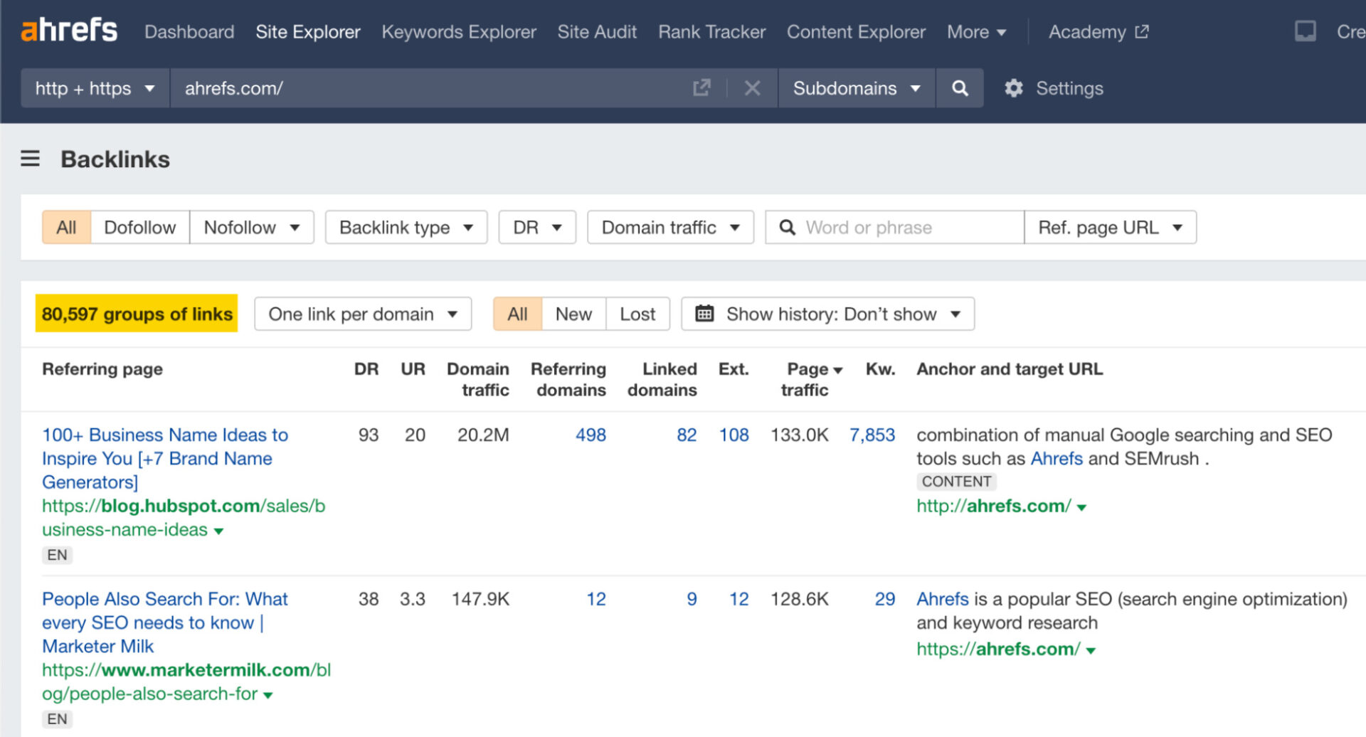 Paid Method: View All Backlinks with Ahrefs