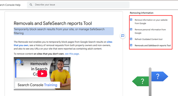 Google's Removal Tools