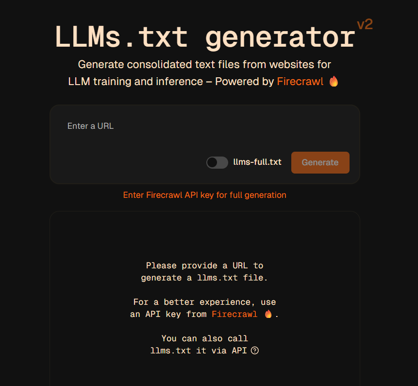 Firecrawl’s LLMs.txt Generator