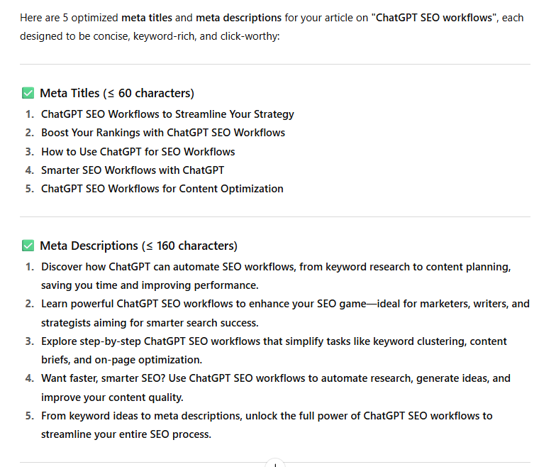 Meta Titles & Meta Descriptions Optimization with ChatGPT