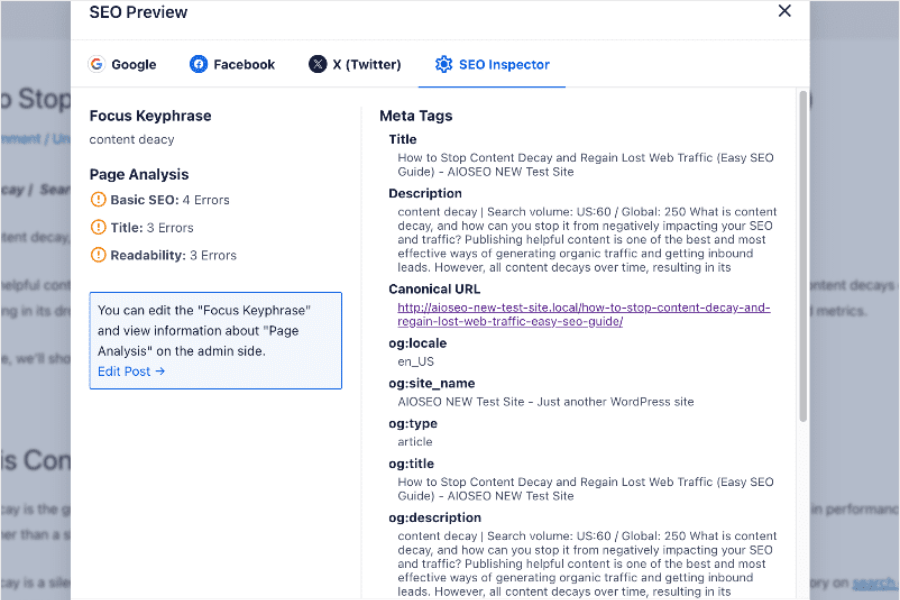 Meta SEO Inspector