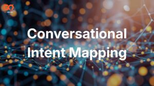 An abstract digital background of interconnected nodes and glowing orange and blue bokeh lights with the title text "Conversational Intent Mapping" and a "GOLDEN OWL DIGITAL" logo in the top left corner.