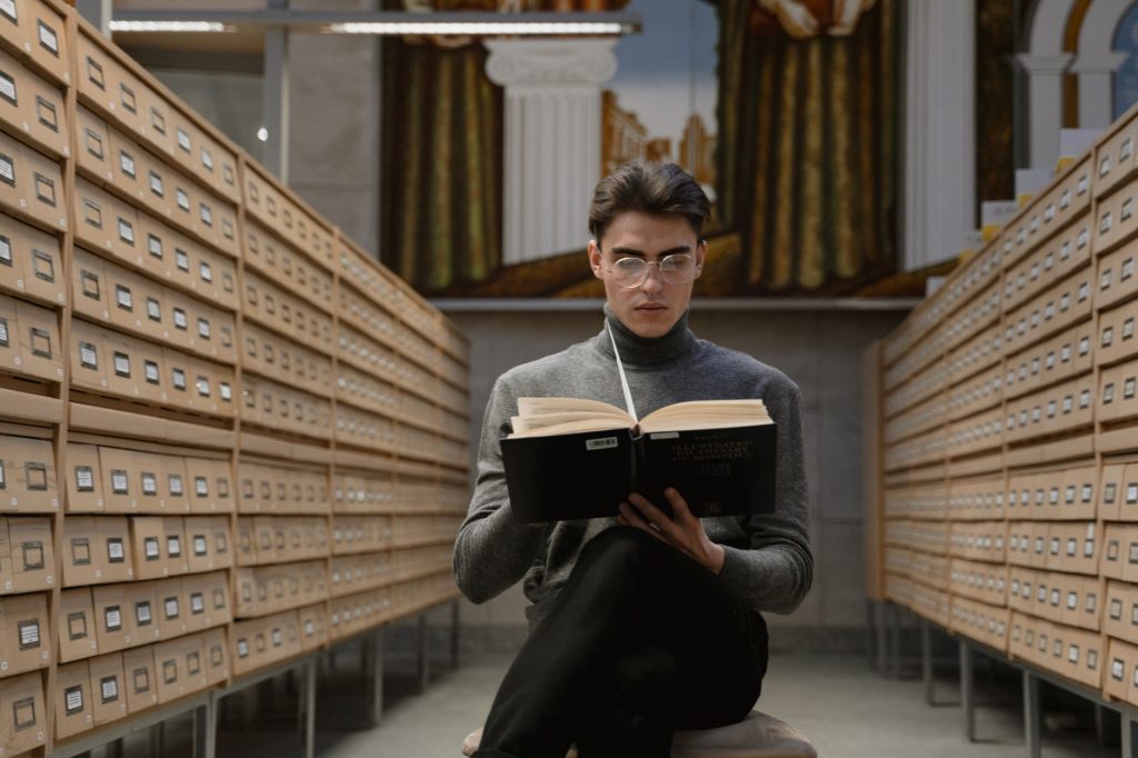 A conceptual depiction of artificial intelligence digesting vast amounts of written literature