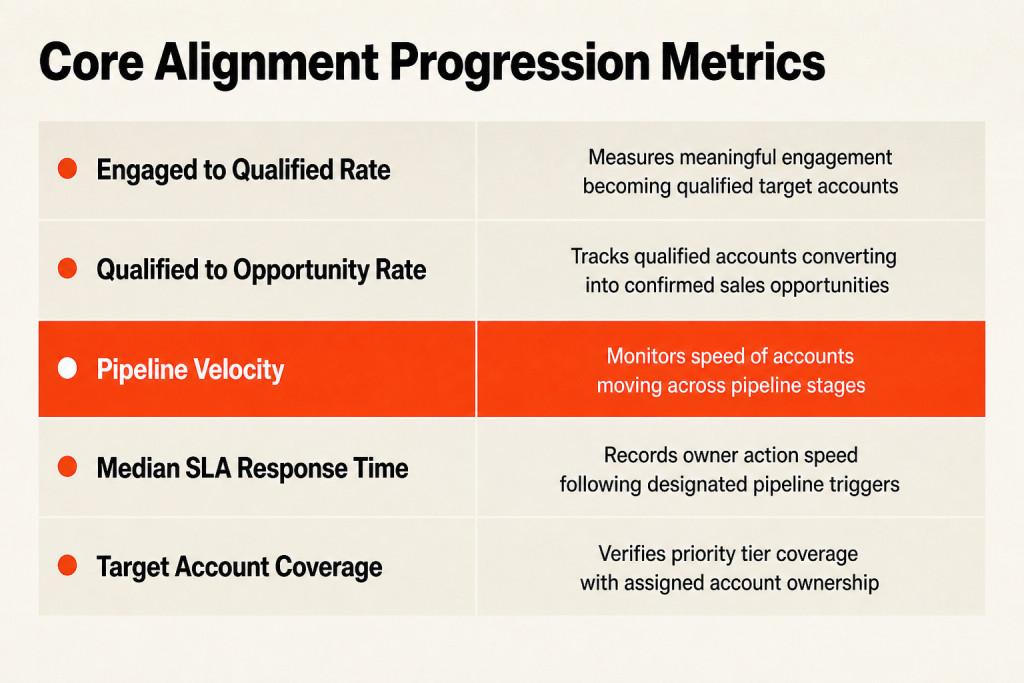 List of core revenue metrics used to measure sales and marketing alignment