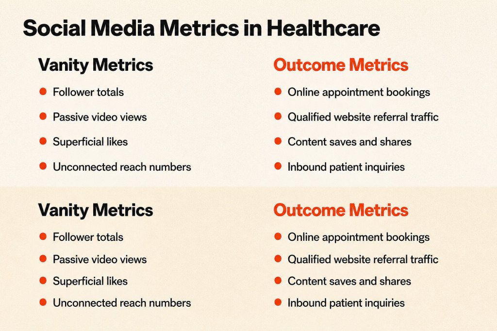 Comparison between vanity metrics and true outcome metrics in healthcare marketing