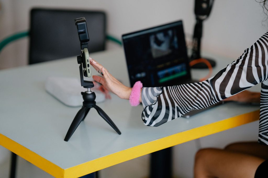 Creator editing short-form video on a mobile device for social platforms