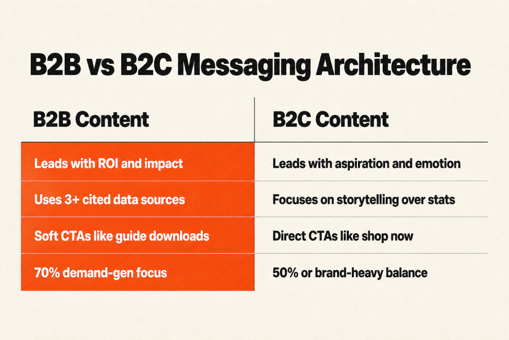 Comparison between B2B and B2C messaging architecture criteria