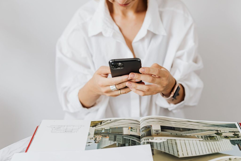 A buyer researching a complex decision while a brand responds on social media