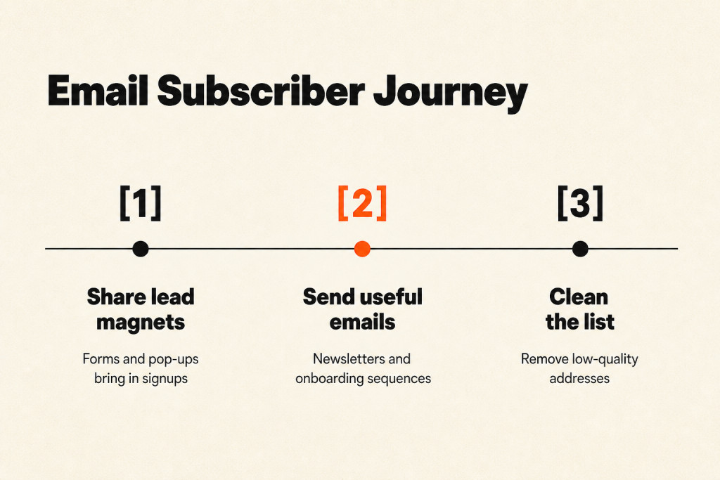 Email workflow from signup and messages to list cleanup