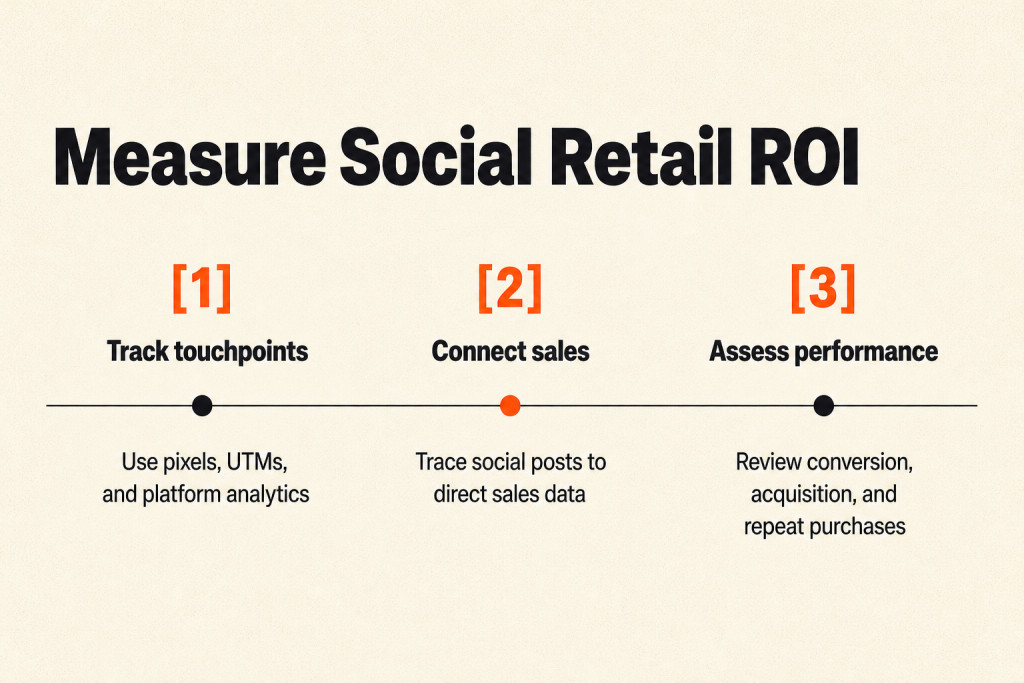 Three-step measurement flow connects social touchpoints to sales and performance