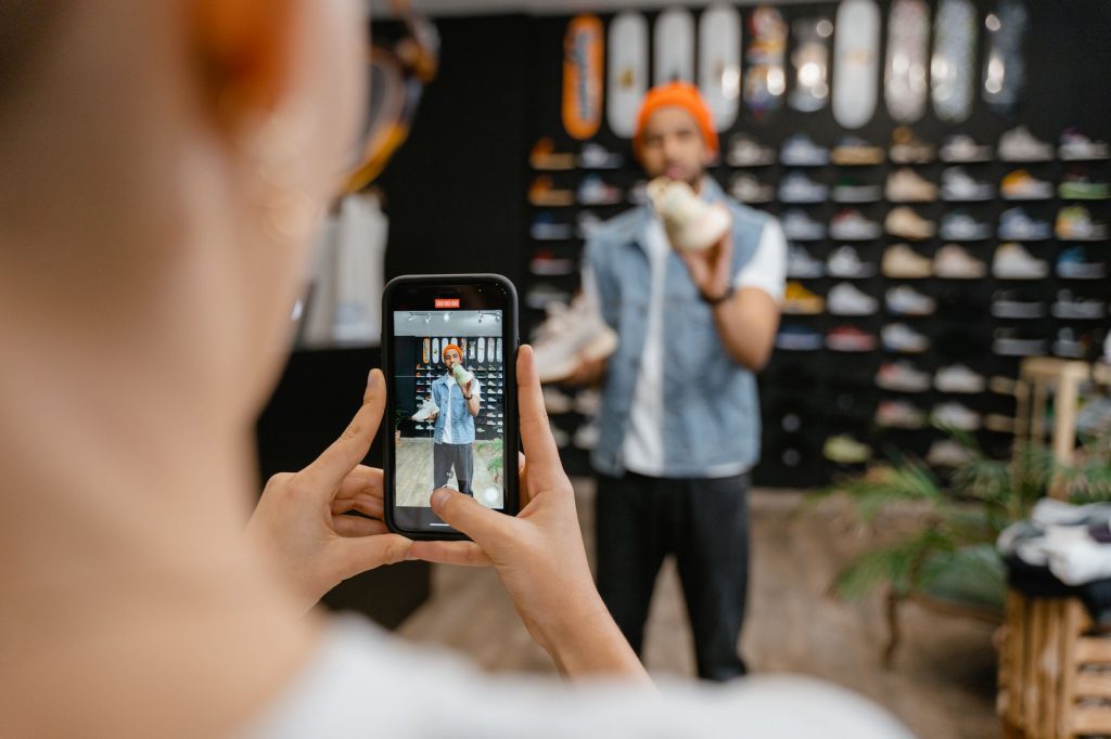 A shopper discovers a product through useful social content and considers buying
